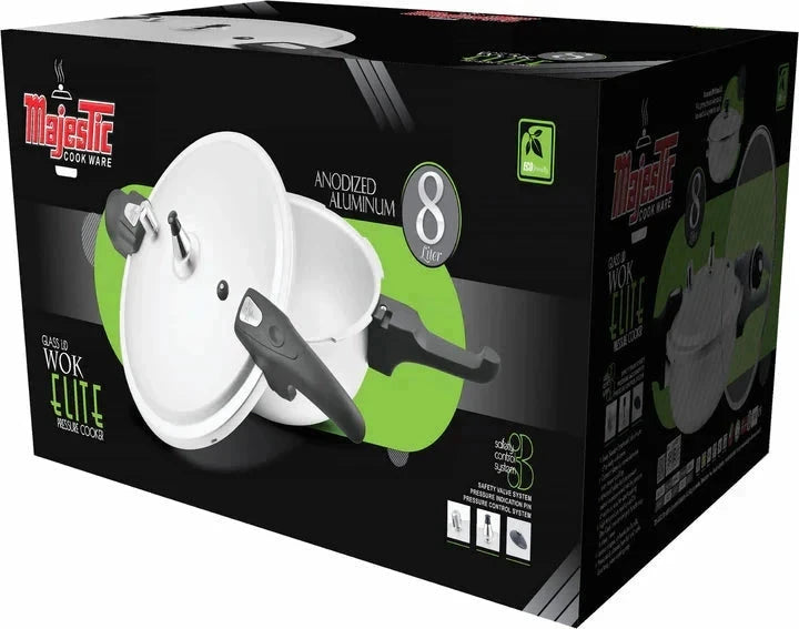 LW-01 Elite Wok 8 Ltr Cooker with Glass Lid Kitchen / dining majestic Cookware 