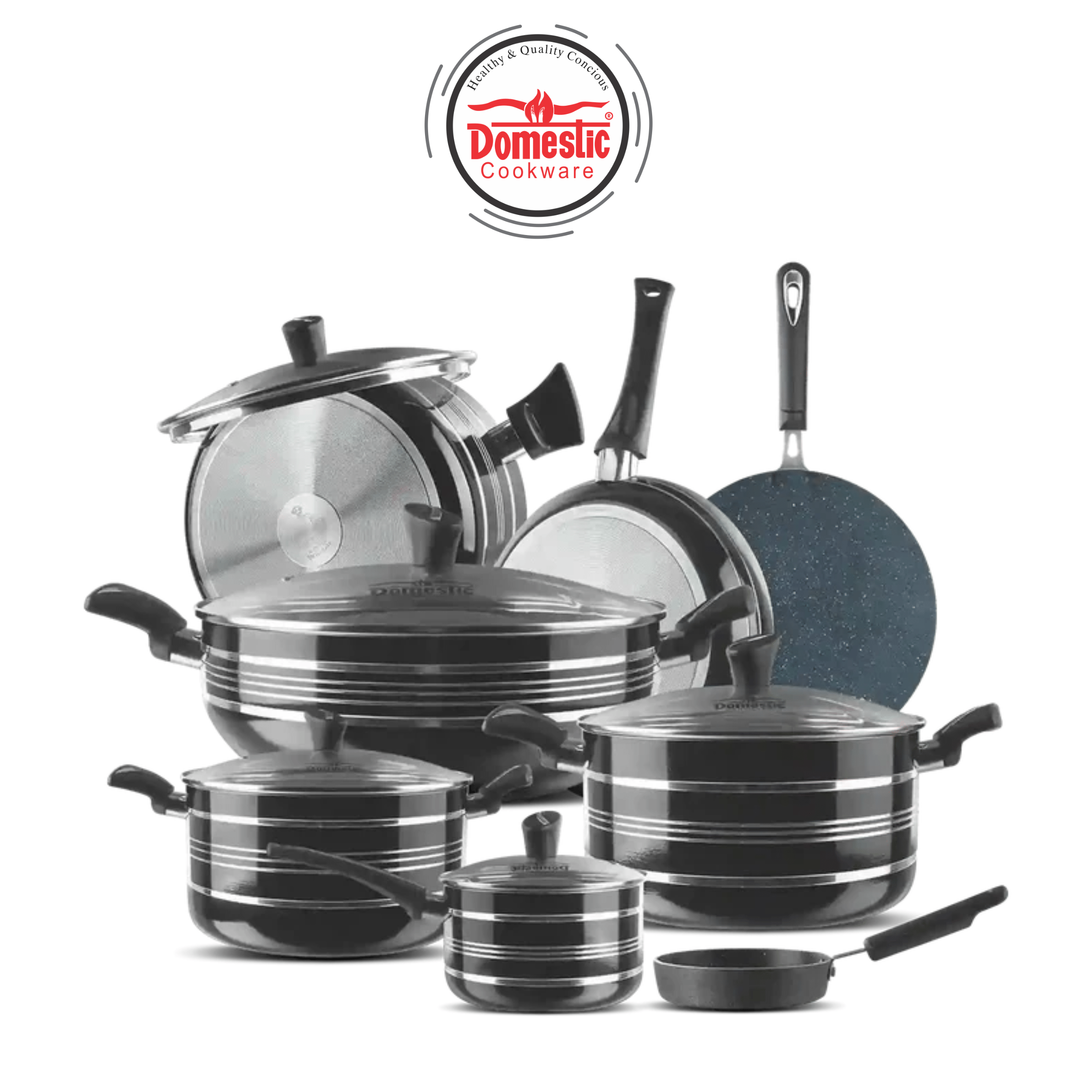 Stylish Gift Set – 21 Pcs (4-Layers Marble Coated) Kitchen / dining Domestic Cookware Black slider_item_JE8HPp