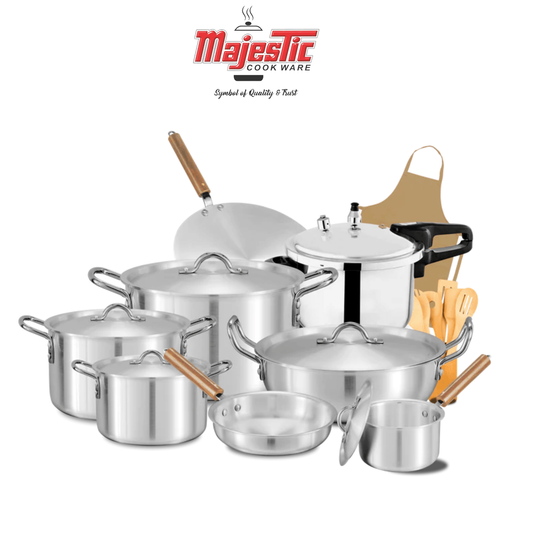 Metal Finish Jumbo Set - 21Pcs Kitchen / dining majestic Cookware 