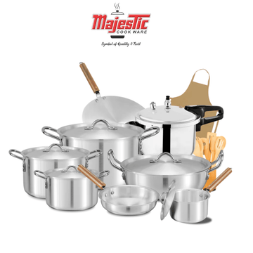 Metal Finish Jumbo Set - 21Pcs Kitchen / dining majestic Cookware 