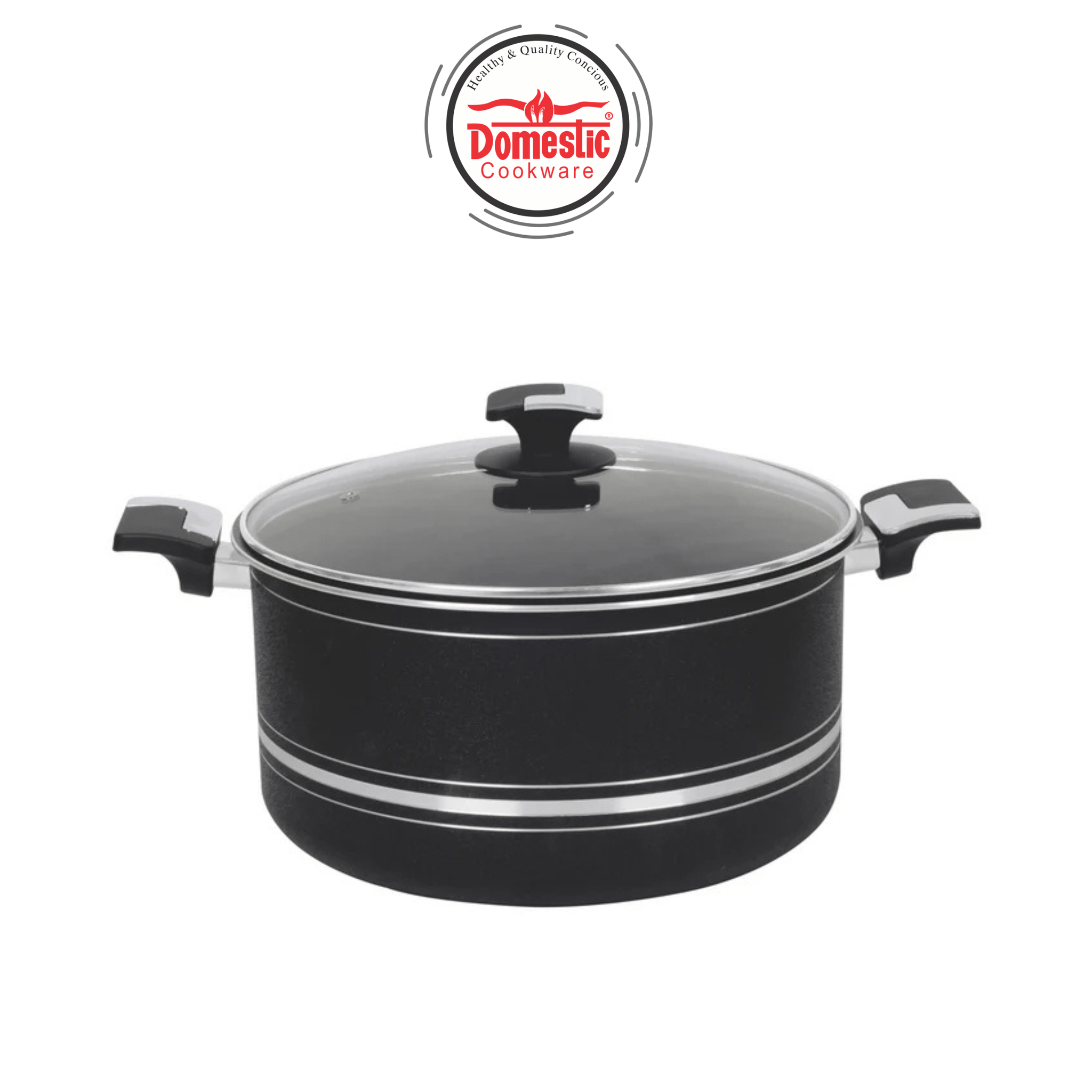 Nonstick Casserole (4-Layers Marble Coated) Kitchen / dining Domestic Cookware Black 22 